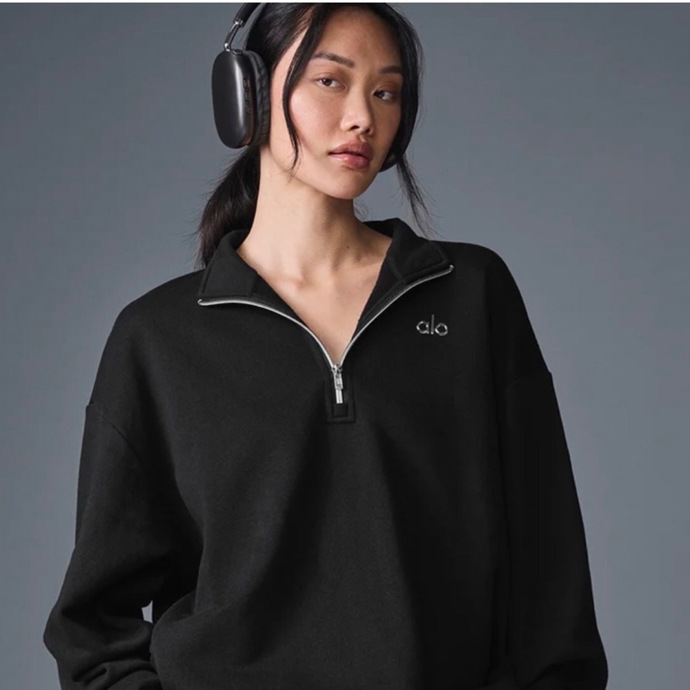 Alo Yoga Accolade 1/4 Zip Pullover and Sweatpants Set Black Womens Size S